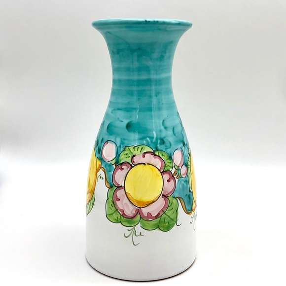 New Italian Pottery Carafe Vase Teal Limoncello Vino Jug Rinaldi Sorrento Italy - Picture 3 of 10